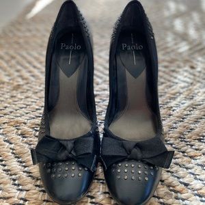 Metal studded black heels